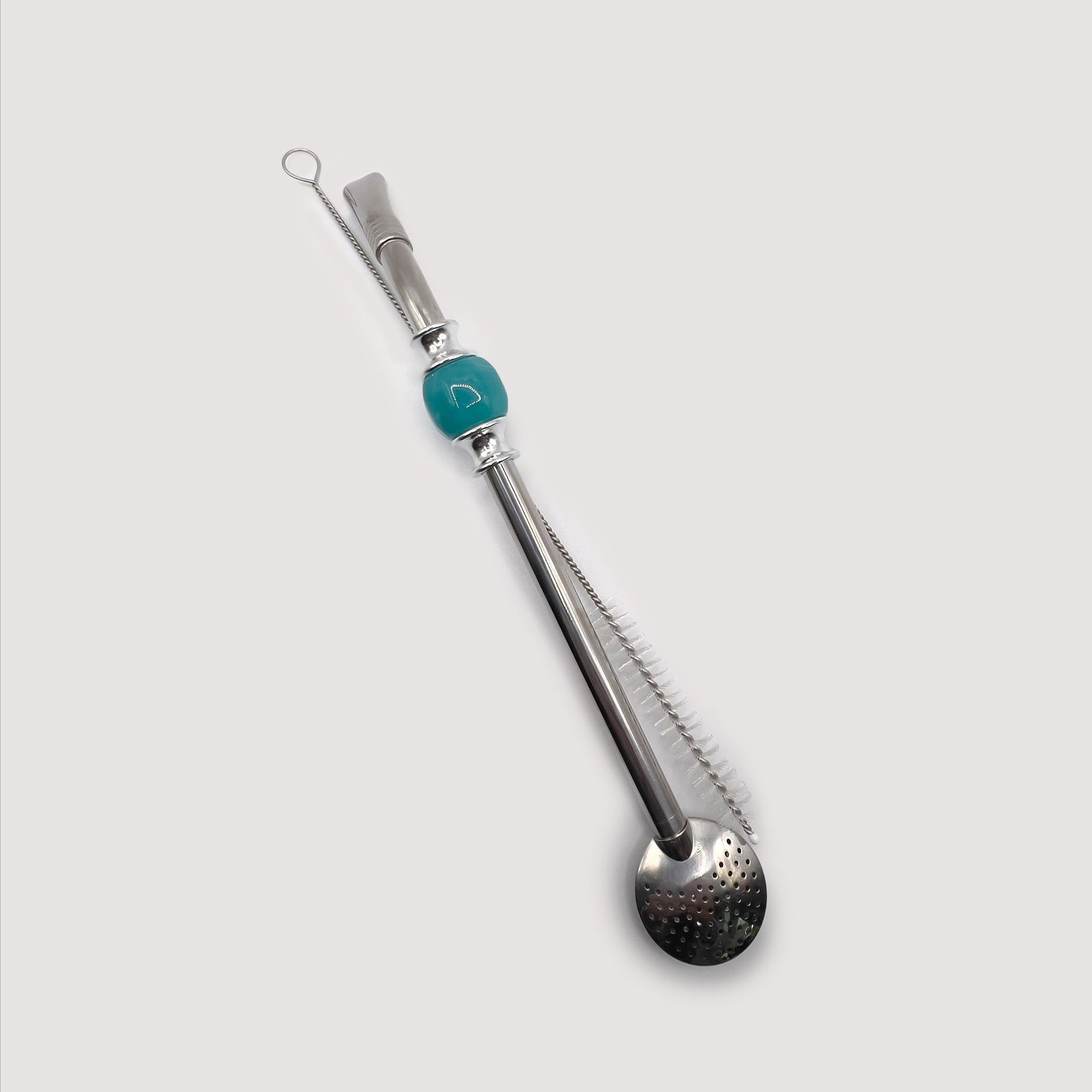 Bombilla Andina – 21 cm Stainless Steel Bombilla with Removable Filter + Cleaning brush
