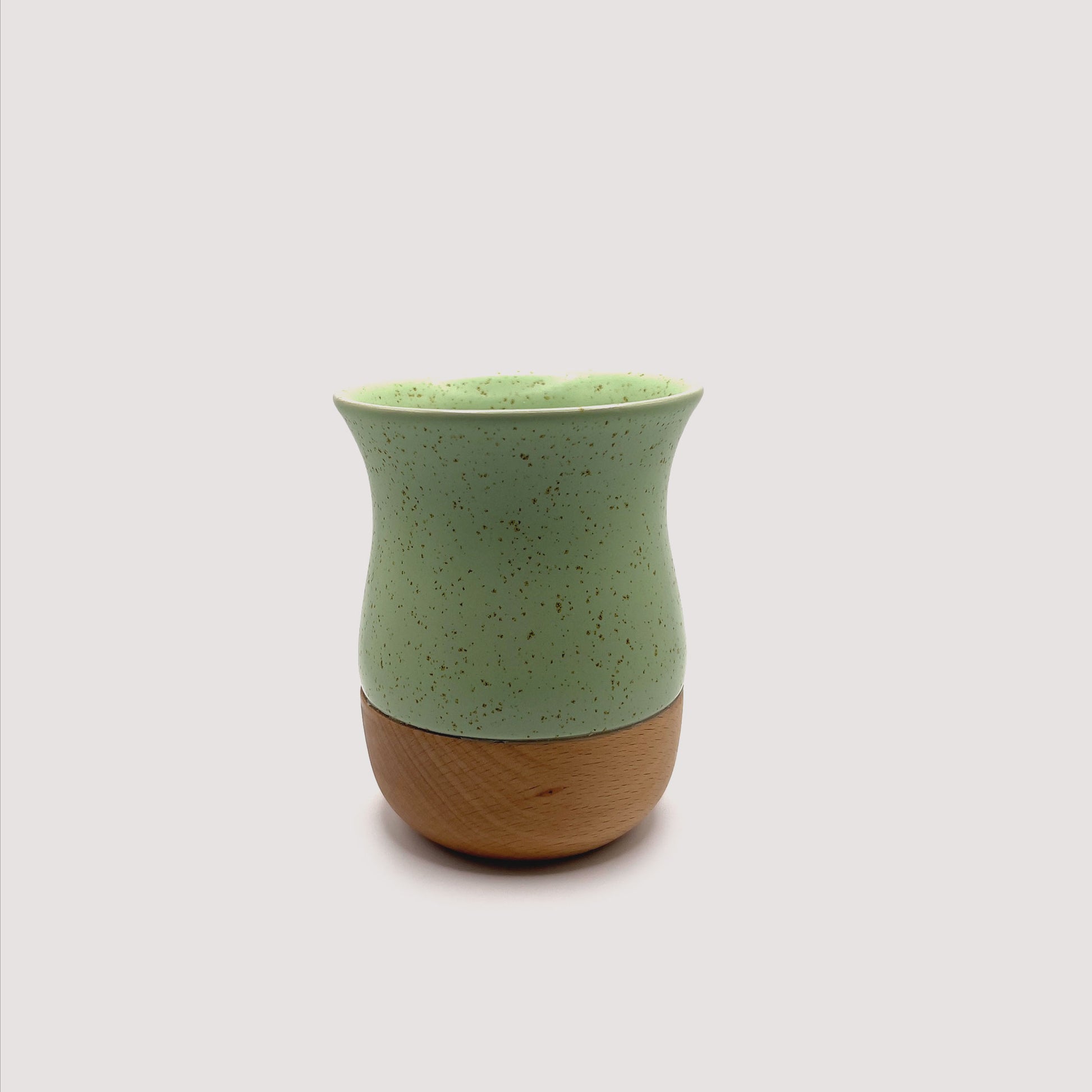 Ceramic & Wood Mate Gourd + Bombilla set